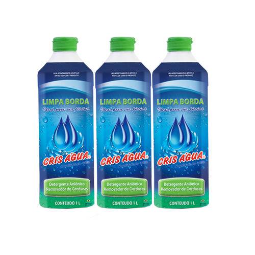 3 Unidades Detergente Limpa Borda de Piscina 1Lt Cada Cris Água