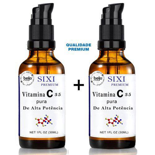2 Unidades Serum de Vitamina C Pura 35% Alta Potencia 30ml Anti Idade Limpeza Sixi