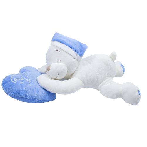 Urso Dormindo no Coração Azul 46cm - Pelúcia
