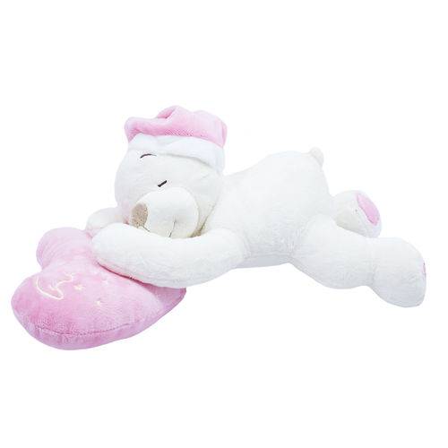 Urso Dormindo no Coração Rosa 33cm - Pelúcia