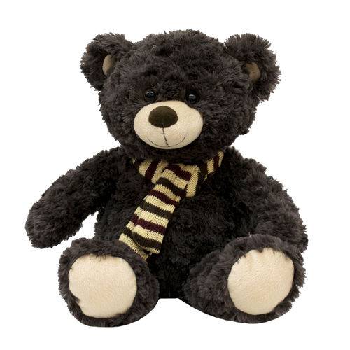 Urso Marrom Escuro com Cachecol 25cm - Pelúcia