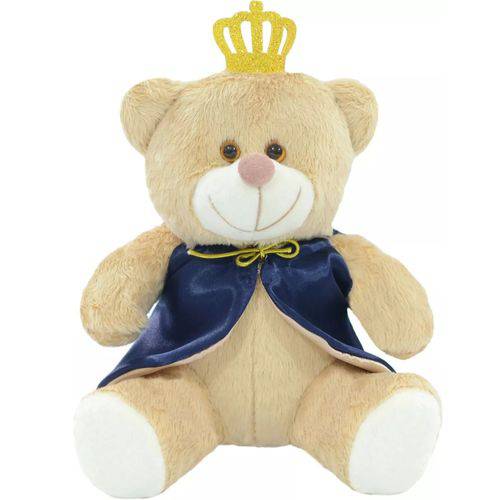 Urso Pelúcia Príncipe Coroa com Capa Azul - G
