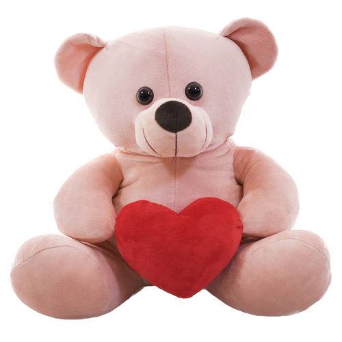 Urso Rosa Coração 31cm - Pelúcia