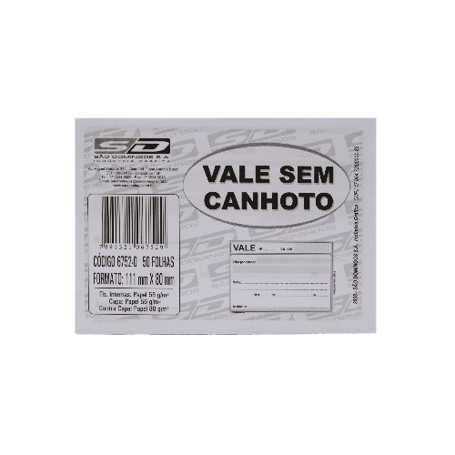 Vale Sem Canhoto São Domingos - 50 Folhas 130621
