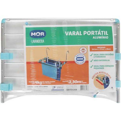 Varal Portátil Alumínio 50,5cmx41cm-Azul Turquesa - Mor