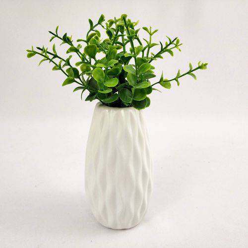 Vasinho Branco C/ Planta Vaso 12cm Decoração