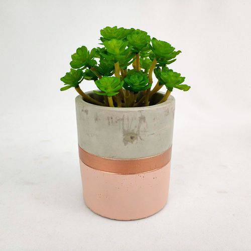 Vasinho Rosa Cobre C/ Planta Cimento 9cm Vaso P