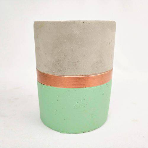 Vasinho Verde e Cobre Cimento 13x10cm Vaso