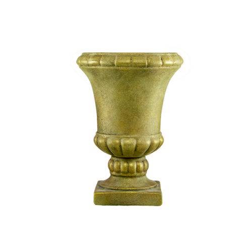 Vaso Ânfora Decorativa Cerâmica Dourada 17,5x24x17,5cm