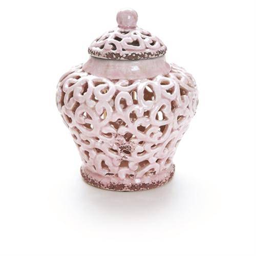 Vaso Bojudo Provençal Arabesco Rosa em Porcelana 15cm Cromus