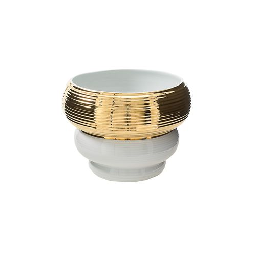 Vaso Branco com Ouro Dip P 25cm - Dip - Holaria Cerâmica