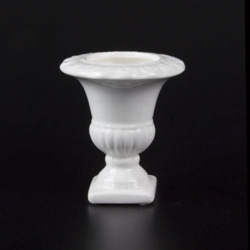 Vaso Branco em Cerâmica para Arranjos Naturais ou Permanentes 13,5 Cm por 12 Cm de Diâmetro