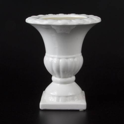 Vaso Branco em Cerâmica para Arranjos Naturais ou Permanentes 23 Cm por 18,5 Cm de Diâmetro
