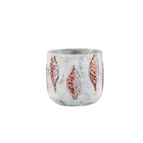Vaso Cachepot Decorativo Cerâmica Cimento 13,5X12X13Cm