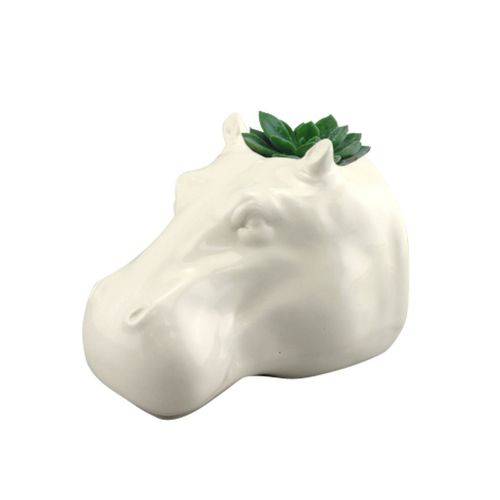 Vaso, Cachepot para Parede de Cerâmica Hipopótamo Branco Urban - H41021