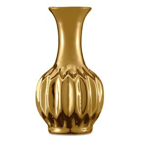 Vaso Cerâmica 6,5Cm Decorativo Dourado Cone 5641 Mart