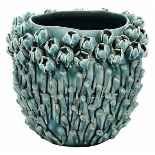 Vaso Cerâmica Azul 20x24cm - Occa Moderna
