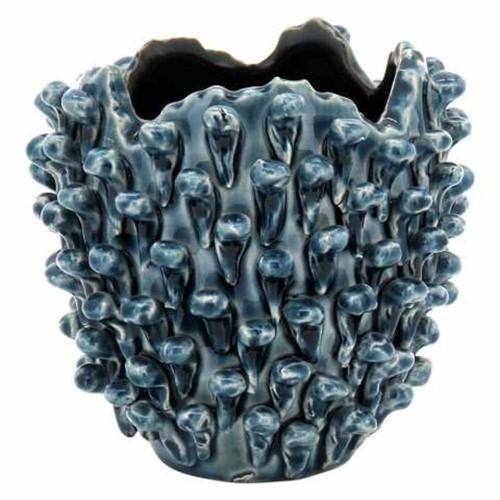 Vaso Cerâmica Azul 21x20cm - Occa Moderna