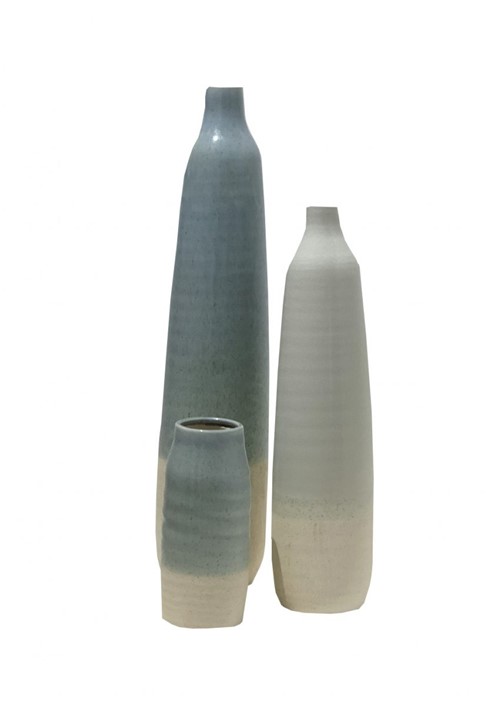 Vaso Cerâmica Azul 27cm - Occa Moderna