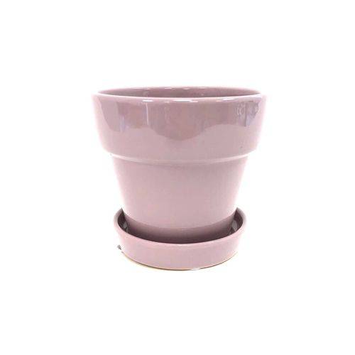 Vaso Cerâmica com Prato Lilas