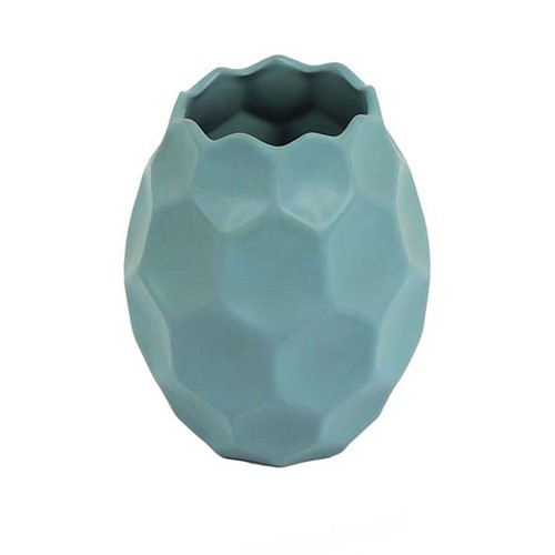 Vaso Cerâmica Modern Azul 18cm - Occa Moderna