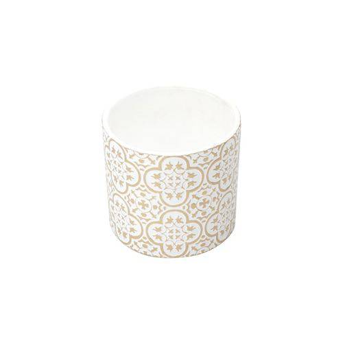 Vaso Cerâmica Royal Flowers Branco e Dorado - Urban