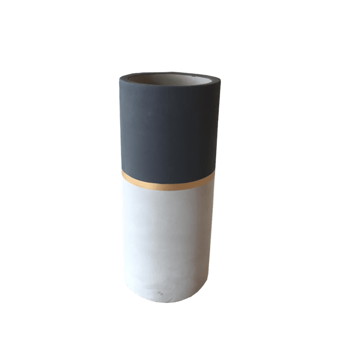 Vaso Cimento Listra Cinza Chumbo G ( 19,5 Cm X 8 Cm)