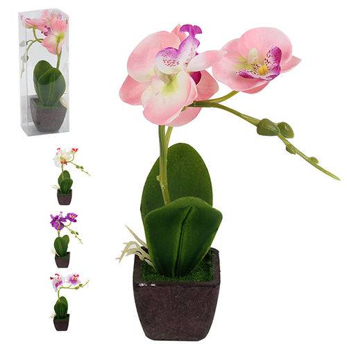 Vaso com Flor Artificial de Plastico Quadrado 20 5x5 5cm