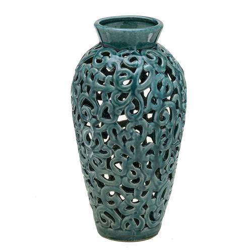 Vaso de Cerâmica 30cm Azul Espressione