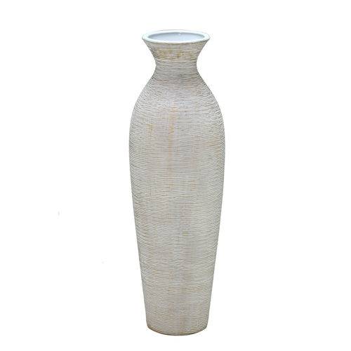 Vaso de Cerâmica 40cm Branco e Dourado Espressione