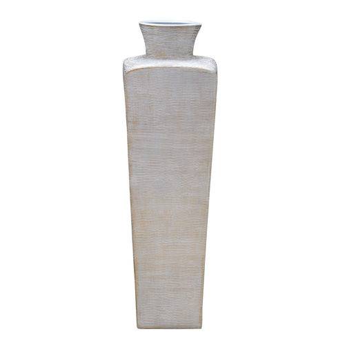 Vaso de Cerâmica 59cm Branco e Dourado Espressione