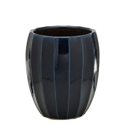 Vaso de Cerâmica 25cm Azul Escuro Espressione