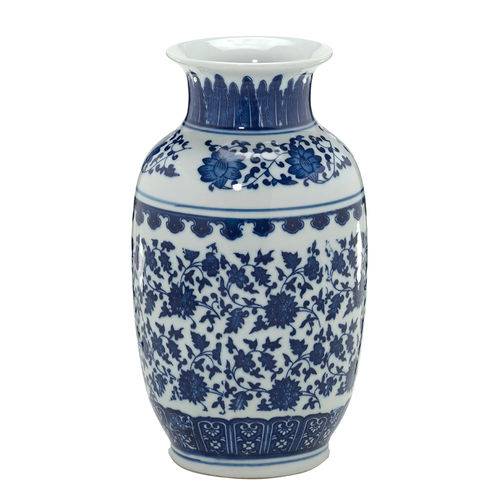 Vaso de Ceramica 28cm Azul e Branco Concepts Life