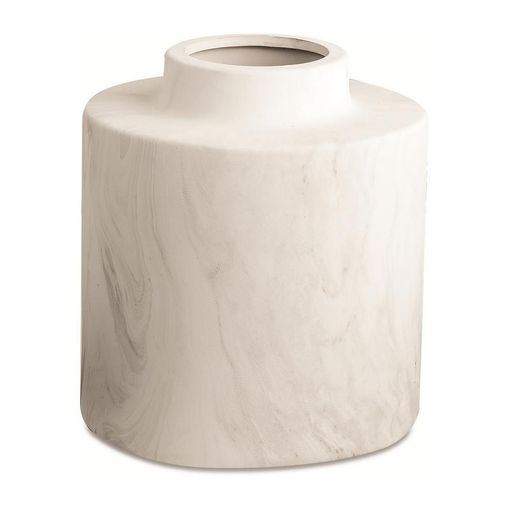 Vaso de Cerâmica Branco 20,5cm Mármore Mart