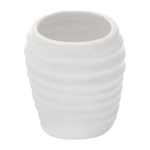 Vaso de Cerâmica Branco 15cm Bojudo Prestige
