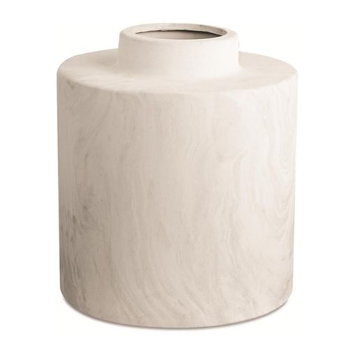 Vaso de Cerâmica Branco 25,5cm Mármore Mart