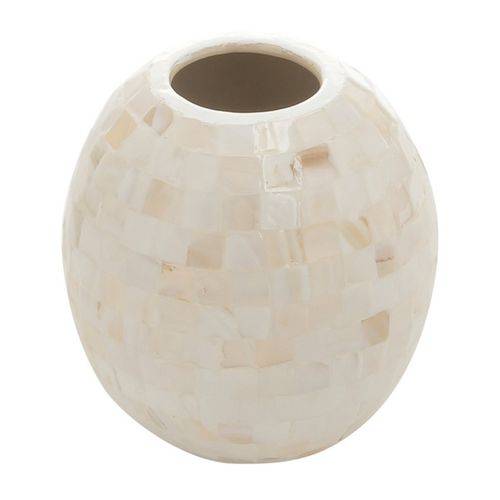 Vaso de Cerâmica Branco Oval 11cm Mop Prestige