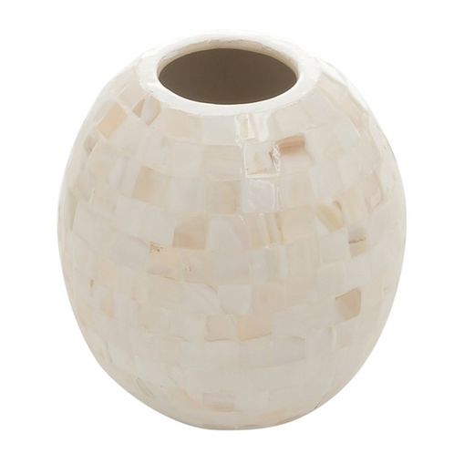 Vaso de Cerâmica Branco Oval 14cm Mop Prestige