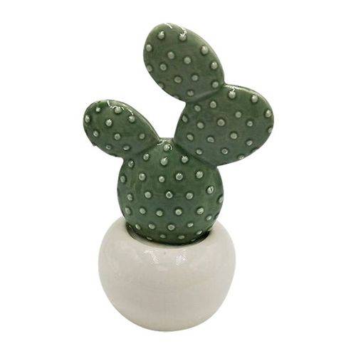 Vaso de Cerâmica Branco Prickly Cactus Urban