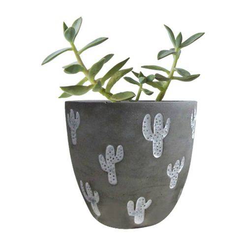 Vaso de Cerâmica Cinza Cactus Grande Urban