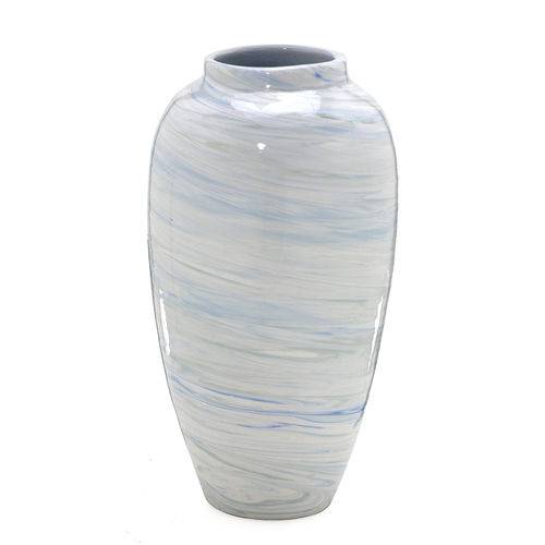 Vaso de Ceramica Cinza e Azul 40cm Espressione