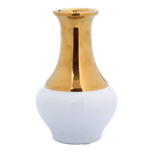 Vaso de Ceramica Classic Dourado e Branco 18cm Concepts Life