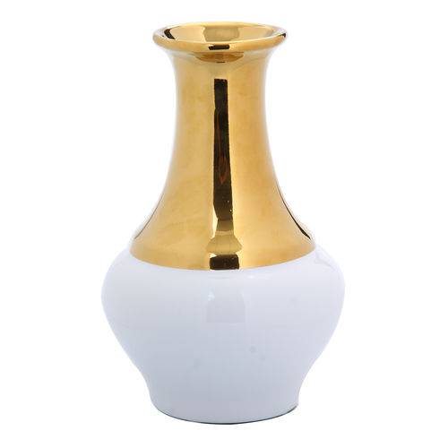 Vaso de Ceramica Classic Dourado e Branco 24cm Concepts Life