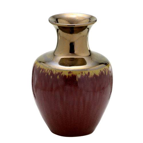 Vaso de Cerâmica 23cm Vermelho e Bronze Espressione