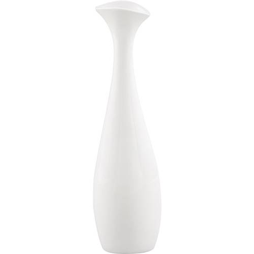 Vaso de Cerâmica com Acabamento em Vidro Branco 9,5x7,5x34,5cm - Prestige