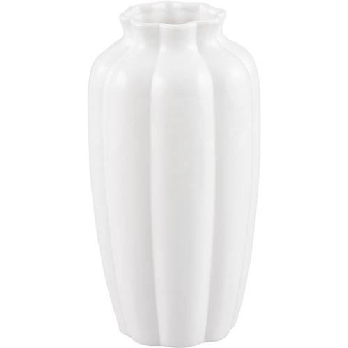 Vaso de Cerâmica com Acabamento em Vidro Cacau Branco 15,5x15,5x30m - Prestige