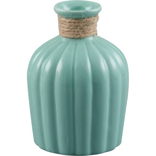 Vaso de Cerâmica com Acabamento em Vidro Celo Verde Claro 11x11x15cm - Prestige