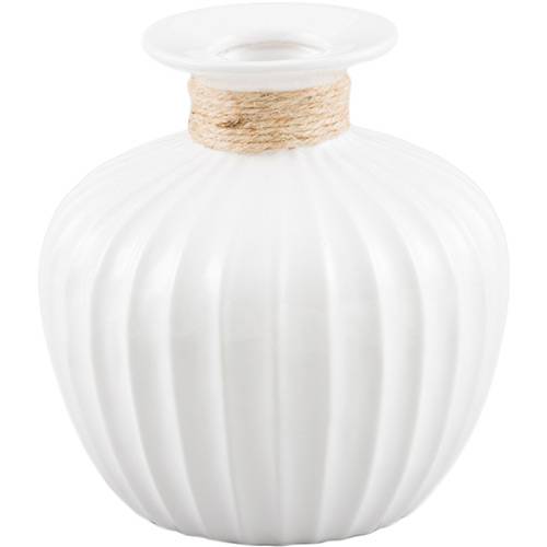 Vaso de Cerâmica com Acabamento em Vidro Chubby Branco 21x21x22cm - Prestige