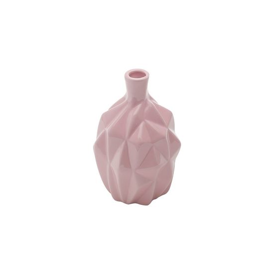 Vaso de Cerâmica com Acabamento em Vidro Spike Rosa Claro 10X10X15,5cm