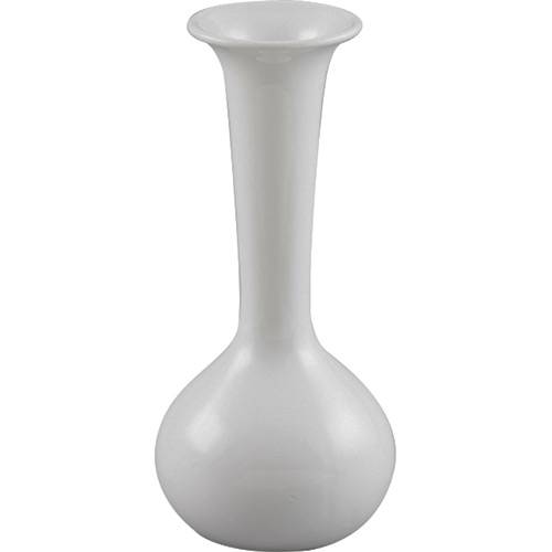 Vaso de Cerâmica com Acabamento em Vidro Trumpet Branco 8,5x8,5x18,5cm - Prestige
